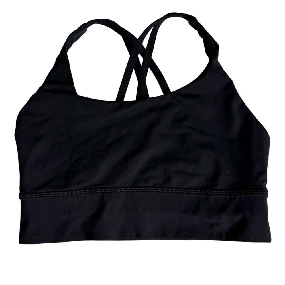Lululemon Energy Bra Longline Black Strappy Sports Bra Womens Size 6 Athletic